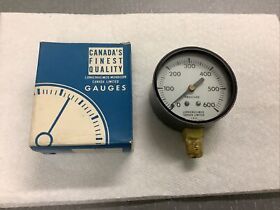 4771 2 1/2 Pressure Gauge Steel Case 1/4inch Npt Lower Mnt. 600 Psi Made In Canada Nos