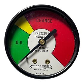 140581 2inch Pressure Indicator 60 Psi Guage Schroeder Brothers Made In U.s.a