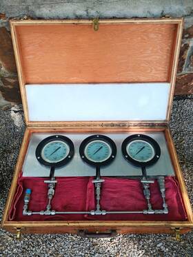 25544-35b11 3d Instruments Instrument Panel High Pressure Test Guages Wood Box 1000 3000 5000 Psi Air