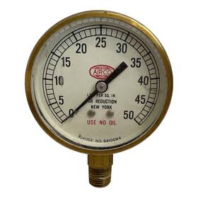 8410004 Airco Vintage Brass Pressure Gauge 50 Psi Air Reduction