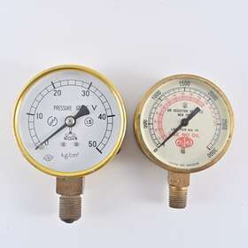 8410009 Airco Vintage Brass Gauges 0-3000 Air Reduction Nisshin Pressure 0-50