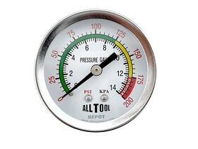 B2bpg20-02b-200 All Tool Depot 2 Inch Air Pressure Gauge Center Back Mount 1/4 Npt Dial - To 200 Psi Color C