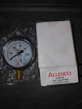2.5ag1000l-0300 Allenco Liquid Filled Pressure Gauge 2.5 Inch 0-300 Psi 1/4 Bottom Mount