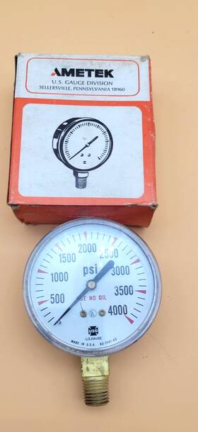 143400 Ametek 143404 Us Gauge 4000#143400 Psi 2 1/2 Inch Bottom-mount Brass Pressure 1/4 Lm- Nos