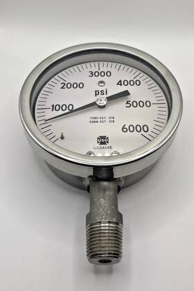 151869 Ametek Amtek Us Gauge Pressure 0-6000 Psi 1/2 Inch New Old Stock