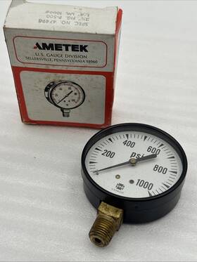 P-500 Ametek 47496 Amtek/us Gauge #47496 - 2-1/2 Inch Fig 1/4 Lm 1000# Usa Vintage