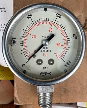 P824ff Ametek 0-1000psi 3.5 Inch Face Flanged Pressure Gauge New