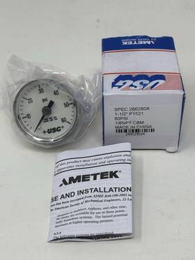 266280a Ametek Usg 60 Psi / 1.5 Inch 1521 Series Corrosion Resistant Gauge 1/8npt