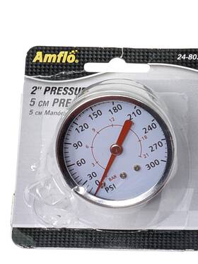 24-803 Amflo 2 Inch Pressure Gauge 300 Psi Back Mount Adapter Air Compressor Tool