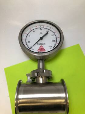 0415966 Anderson Pressure Gauge -0415966 Stainless Steel 0-160psi On Sanitary 3 Inch Tee