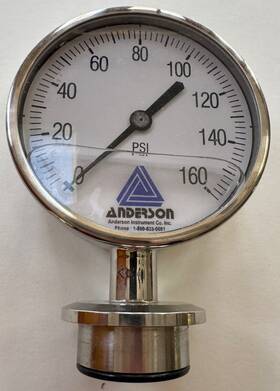 El074011231111a Anderson Extended Life Sanitary Pressure Gauge 0-160 Psi