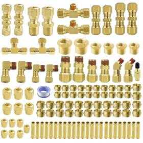 Bd040 Anriwt 111pcs Brass Dot Air Brake Line Fittings Assortment - 1/4 Inch 1/8 3/8 1/2 Qui