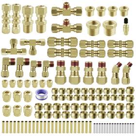 Bd053 Anriwt 129pcs Brass Dot Air Brake Line Fittings Assortment 1/4 Inch 1/8 3/8 1/2 Quick