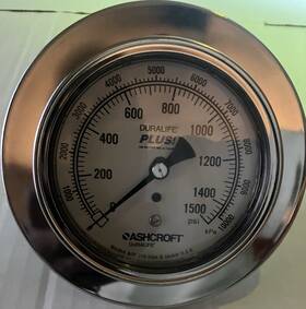 1094631-10 Ashcroft Duralife Plus Pressure Gauge 1500 Psi 4.5in Face Back Mount 1/4in
