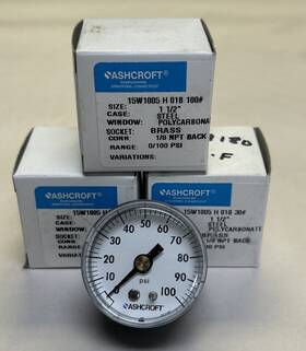 15w1005h01b20 Ashcroft Pressure Gauge 0-30psi 1-1/2 Inch Lot Of 3 Nos