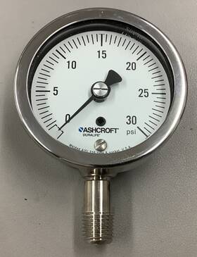 25-1009-sw-02l-30 Ashcroft 25-1009-sw-02l-30#-xljsg 0-30psi 2.5in 1/4npt Pressure Gauge B412 25-1009-sw-02l-30 Ashcroft 25-1009-sw-02l-30#-xljsg 0-30psi 2.5in 1/4npt Pressure Gauge B412