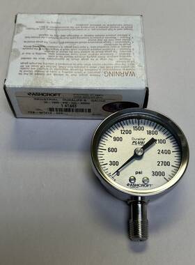 25-1009-sw-02l-3000 Ashcroft Air Pressure Gauge 0-3000 Psi Nos