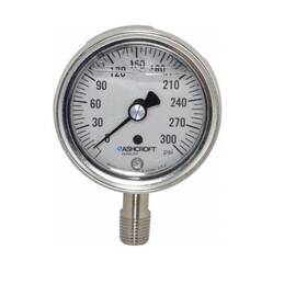 25-1009-swl-04l-300 Ashcroft 25-1009-swl-04l-300# Duralife Pressure Gauge 2.5in 0-300 Psi Glycerin