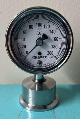 25-1032s-15l-200 Ashcroft Sanitary Pressure Gauge 200 Psi 1 1/2 Inch Triclamp Ss