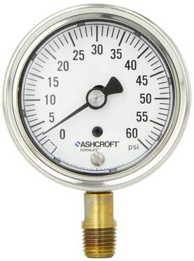 251009aw02l60 Ashcroft 251009aw02l60# Duralife Type 1009 Nless Steel Case Dry Filled Pressure Gauge