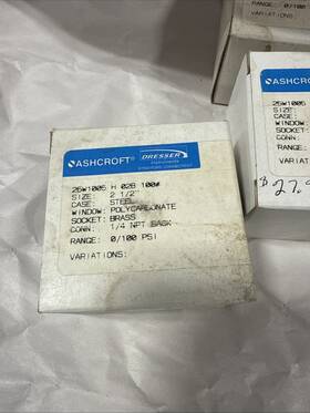 25w1005-h-02b-100 Ashcroft 25w1005-h-02b-100# Gauge 2-1/2 Inch 1/4 Npt Back 0-100psi New