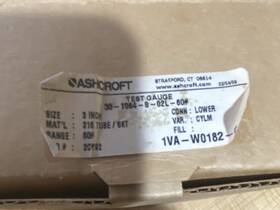 30-1064-8-02l-60 Ashcroft 30-1064-8-02l-60# Test Gauge 3 Inch 60# Lower Mount Mpn