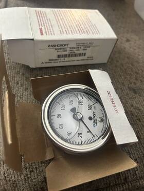 25-1009-swl-02l-160 Ashcroft 30482754-3 25-1009-swl-02l-160# Type 1009 Stainless Steel Pressure Gauge 0-160 Psi