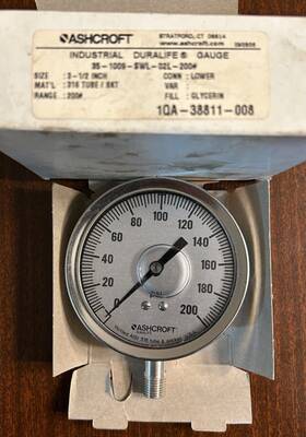 35-1009-swl-02l-200 Ashcroft 35-1009-swl-02l-200# 3-1/2 Inch Face Liquid Filled Gauge 1/4 Npt New 35-1009-swl-02l-200 Ashcroft 35-1009-swl-02l-200# 3-1/2 Inch Face Liquid Filled Gauge 1/4 Npt New