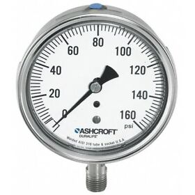 351009swl02l160 Ashcroft 351009swl02l160# Pressure Gauge 0 To 160 Psi 1/4 In Mnpt Stainless