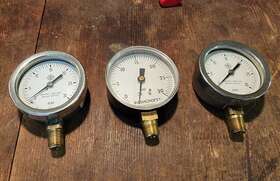 5wh54 Ashcroft And Mc Daniel Pressure Gauges 0-30 Psi 2 Inch Dial Bronze Tube Socket
