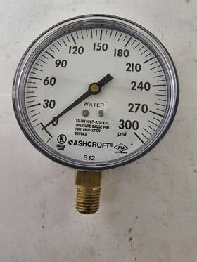 35-w1005p-02l-xul Ashcroft 662876416530 Fire Sprinkler Pressure Gauge 0-300psi 3.5 Inch Face 1/4