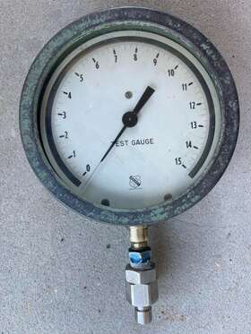 985d858 Ashcroft Vintage Large Dial 15 Psi Test Gauge 6.5 Inch Dia