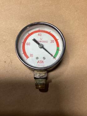 135g114 Ask 810017350001 Vacuum Gauge 0-76hg #135g114