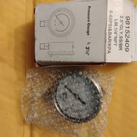98152409 Asme Pressure Gauge 2.5 Inch Gly Ss/br Lm 1/4 Npt 0-60psi Rc 1-5