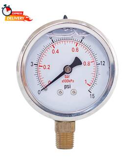 Atiuhifr 744110073140 Glycerine Filled Compound Pressure Gauge 2 Inch Dia 1/4 Npt Lower Mount -30 Inhg