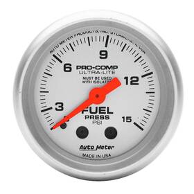 Auto Meter 046074043116 4311 Ultra-lite Mechanical Fuel Pressure Gauge 2-1/16 Inch 52.4mm