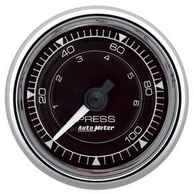 9721 Autometer 2/16 Chrono Chrome Gauge Pressure 0-100psi