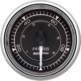 9753 Autometer 2/16 Chrono Chrome Gauge Pressure 100psi
