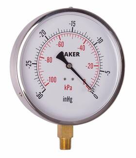 Baker 800837025197 421avnd-30vac Pressure Gauge 30 Inch Hg-0 Vac