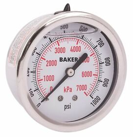 Ahnc-1000p Baker Pressure Gauge 0-1000 Psi