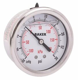 Ahnc-30 Baker Pressure Gauge 30inch.hg-0-30 Psi