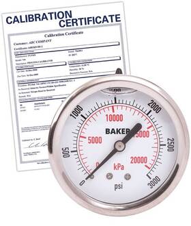 Ahnc-3000p-nist Baker Ahnc-3000p Pressure Gauge To 3000 Psi