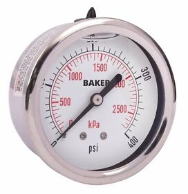 Ahnc-400p Baker Pressure Gauge 0-400 Psi