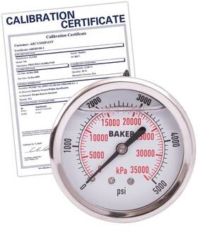 Ahnc-5000p-nist Baker Ahnc-5000p Pressure Gauge To 5000 Psi