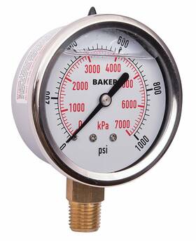 Avnc-1000p Baker Pressure Gauge To 1000 Psi