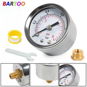 Cap026-si Bartoo 1.5 Inch Face Diameter 1/8 Npt Pressure Gauge 0-15 Psi With 3/8in Back Mount