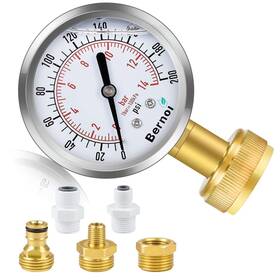 Bernoi 701956742395 Water Pressure Gauge Kit Glycerin Filled Test With Lead-free Brass Ho Bernoi 701956742395 Water Pressure Gauge Kit Glycerin Filled Test With Lead-free Brass Ho