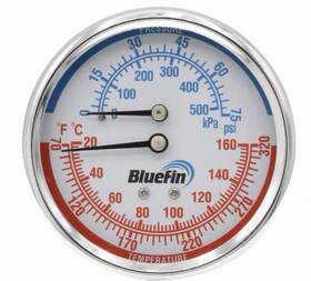 Td3-75-bk Bluefin 3 Inch Dial Tridicator Gauge 75 Psi 1/2 Back Mount