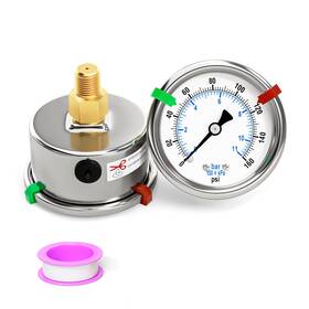 Bogerdack Ep-096 0-160psi Stainless Steel Dry Low Pressure Gauge 1/8 Npt 2 Inch Dual Scale