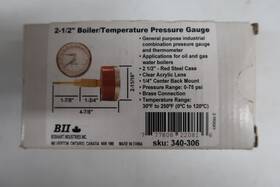 Tr25x1-cb1-60 Boshart / Bii Tr25x1-cb1-60/250 2.5 Inch Tridicator 0-75 Psi/kpa 30-250 F/c Temp And Pressure Gauge - New